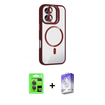 MARSİLYAN™- iPhone 17 Kılıf Yadigar Asil Koleksiyonu - Siyah Bilvis 5in1 3D Magic Cam Ekran Koruyucu + Raze Metal Kamera Lens - GI