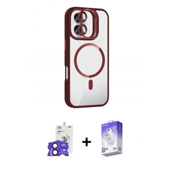 MARSİLYAN™- iPhone 17 Kılıf Yadigar Asil Koleksiyonu - Siyah Bilvis 5in1 3D Magic Cam Ekran Koruyucu + Bilvis Titan Kamera Lens - SH