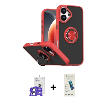 MARSİLYAN™- iPhone 17 Kılıf Yörünge Çizgi - Şeffaf Pasifik Cam Ekran Koruyucu + Bilvis Titan Kamera Lens - AKYL