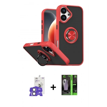 MARSİLYAN™- iPhone 17 Kılıf Yörünge Çizgi - Siyah 360 Mat Full Body Arka Koruyucu + Bilvis Titan Kamera Lens - AKYL