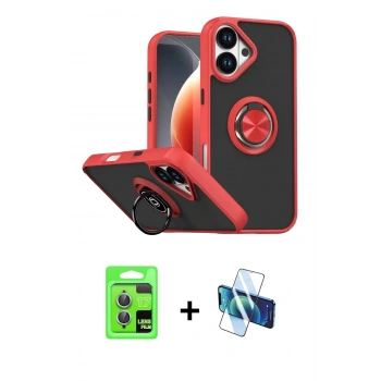 MARSİLYAN™- iPhone 17 Kılıf Yörünge Çizgi - Siyah 3D Antistatik Seramik Nano Ekran Koruyucu + Raze Metal Kamera Lens - AKMI