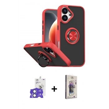 MARSİLYAN™- iPhone 17 Kılıf Yörünge Çizgi - Siyah Bilvis 3D Cam Ekran Koruyucu + Bilvis Titan Kamera Lens - AKMI