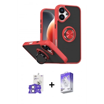 MARSİLYAN™- iPhone 17 Kılıf Yörünge Çizgi - Siyah Bilvis 5in1 3D Magic Cam Ekran Koruyucu + Bilvis Titan Kamera Lens - GS