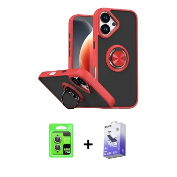 MARSİLYAN™- iPhone 17 Kılıf Yörünge Çizgi - Siyah Bilvis 5in1 5D Magic Hayalet Cam Ekran Koruyucu + Raze Metal Kamera Lens - AKMI