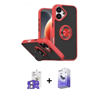 MARSİLYAN™- iPhone 17 Kılıf Yörünge Çizgi - Siyah Bilvis 5in1 5D Magic Hayalet Cam Ekran Koruyucu + Bilvis Titan Kamera Lens - AKYL