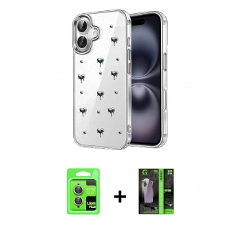 MARSİLYAN™- iPhone 17 Kılıf Yörünge Form - Şeffaf 360 Full Body Arka Koruyucu + Raze Metal Kamera Lens - AKMI