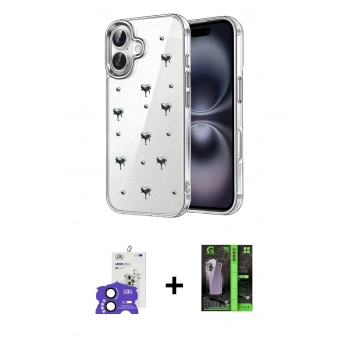 MARSİLYAN™- iPhone 17 Kılıf Yörünge Form - Siyah 360 Mat Full Body Arka Koruyucu + Bilvis Titan Kamera Lens - SH