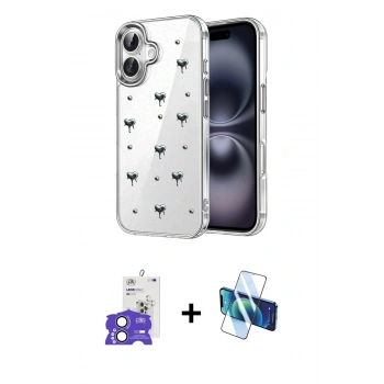 MARSİLYAN™- iPhone 17 Kılıf Yörünge Form - Siyah 3D Antistatik Seramik Nano Ekran Koruyucu + Bilvis Titan Kamera Lens - AKMI