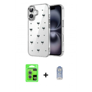 MARSİLYAN™- iPhone 17 Kılıf Yörünge Form - Siyah Joko Magic 5D Cam + Raze Metal Kamera Lens - AKMR