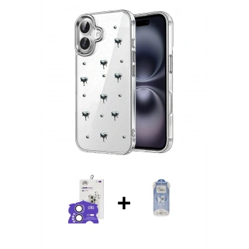 MARSİLYAN™- iPhone 17 Kılıf Yörünge Form - Siyah Joko Magic 5D Cam + Bilvis Titan Kamera Lens - LA