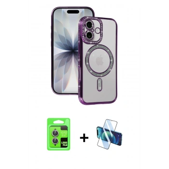 MARSİLYAN™- iPhone 17 Kılıf Zirve Doku Prime - Siyah 3D Antistatik Cam Ekran Koruyucu + Raze Metal Kamera Lens - AKMR