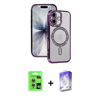 MARSİLYAN™- iPhone 17 Kılıf Zirve Doku Prime - Siyah Bilvis 5in1 3D Magic Cam Ekran Koruyucu + Raze Metal Kamera Lens - GS