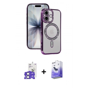 MARSİLYAN™- iPhone 17 Kılıf Zirve Doku Prime - Siyah Bilvis 5in1 5D Magic Hayalet Cam Ekran Koruyucu + Bilvis Titan Kamera Lens - AKYL