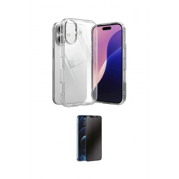 MARSİLYAN™- iPhone 17 Kılıf Zirve Doku - Siyah 3D Antistatik Hayalet Cam Ekran Koruyucu