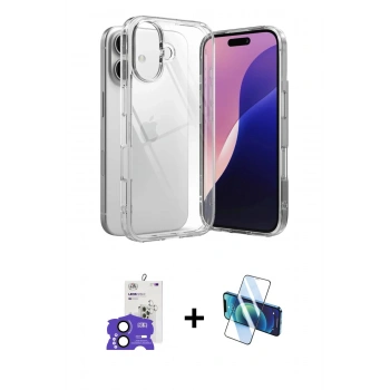 MARSİLYAN™- iPhone 17 Kılıf Zirve Doku - Siyah 3D Antistatik Seramik Nano Ekran Koruyucu + Bilvis Titan Kamera Lens - SH
