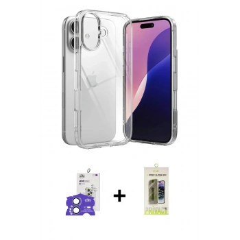 MARSİLYAN™- iPhone 17 Kılıf Zirve Doku - Siyah Joko Magic 5D Hayalet Cam + Bilvis Titan Kamera Lens - AKMI