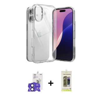 MARSİLYAN™- iPhone 17 Kılıf Zirve Doku - Siyah Joko Magic 5D Hayalet Cam + Bilvis Titan Kamera Lens - SH