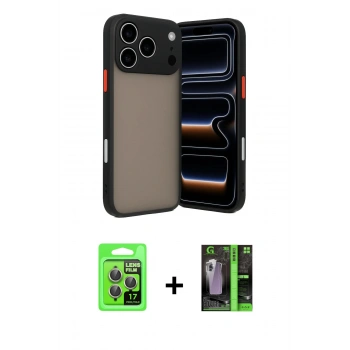 MARSİLYAN™- iPhone 17 Pro Kılıf Ahenk Çizgi Serisi - Şeffaf 360 Full Body Arka Koruyucu + Raze Metal Kamera Lens - GI
