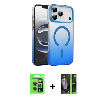 MARSİLYAN™- iPhone 17 Pro Kılıf Ahenk Doku Özel Seri - Şeffaf 360 Full Body Arka Koruyucu + Raze Metal Kamera Lens - GI