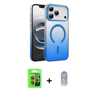 MARSİLYAN™- iPhone 17 Pro Kılıf Ahenk Doku Özel Seri - Siyah Joko Magic 5D Cam + Raze Metal Kamera Lens - TU