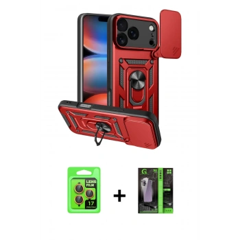 MARSİLYAN™- iPhone 17 Pro Kılıf Ahenk Klasik - Siyah 360 Mat Full Body Arka Koruyucu + Raze Metal Kamera Lens - TU