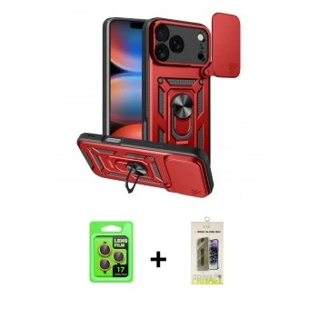 MARSİLYAN™- iPhone 17 Pro Kılıf Ahenk Klasik - Siyah Joko Magic 5D Hayalet Cam + Raze Metal Kamera Lens - TU
