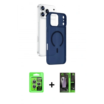 MARSİLYAN™- iPhone 17 Pro Kılıf Ahenk Minimal Serisi - Şeffaf 360 Full Body Arka Koruyucu + Raze Metal Kamera Lens - GS