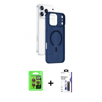 MARSİLYAN™- iPhone 17 Pro Kılıf Ahenk Minimal Serisi - Siyah Bilvis 3X AR Hayalet Cam Ekran Koruyucu + Raze Metal Kamera Lens - TU