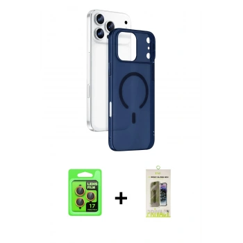 MARSİLYAN™- iPhone 17 Pro Kılıf Ahenk Minimal Serisi - Siyah Joko Magic 5D Hayalet Cam + Raze Metal Kamera Lens - TU