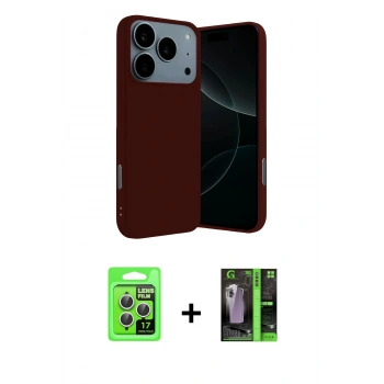 MARSİLYAN™- iPhone 17 Pro Kılıf Ahenk Serisi - Şeffaf 360 Full Body Arka Koruyucu + Raze Metal Kamera Lens - GS