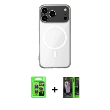 MARSİLYAN™- iPhone 17 Pro Kılıf Ahenk Yansıma Prime - Siyah 360 Mat Full Body Arka Koruyucu + Raze Metal Kamera Lens - GI