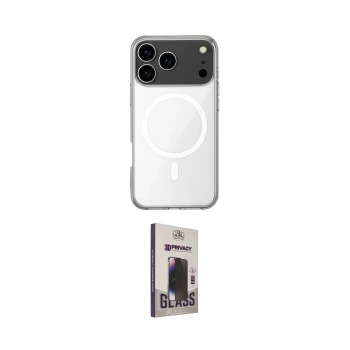 MARSİLYAN™- iPhone 17 Pro Kılıf Ahenk Yansıma Prime - Siyah Bilvis Hayalet Cam Ekran Koruyucu