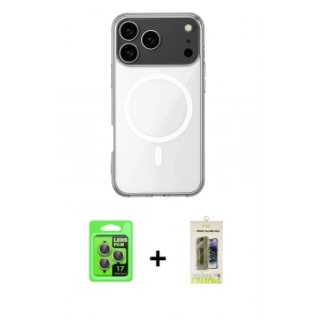 MARSİLYAN™- iPhone 17 Pro Kılıf Ahenk Yansıma Prime - Siyah Joko Magic 5D Hayalet Cam + Raze Metal Kamera Lens - GI