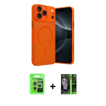 MARSİLYAN™- iPhone 17 Pro Kılıf Çekirdek Klasik Özel Seri - Şeffaf 360 Full Body Arka Koruyucu + Raze Metal Kamera Lens - GS