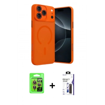 MARSİLYAN™- iPhone 17 Pro Kılıf Çekirdek Klasik Özel Seri - Siyah Bilvis 3X AR Hayalet Cam Ekran Koruyucu + Raze Metal Kamera Lens - TU