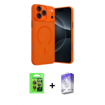 MARSİLYAN™- iPhone 17 Pro Kılıf Çekirdek Klasik Özel Seri - Siyah Bilvis 5in1 3D Magic Cam Ekran Koruyucu + Raze Metal Kamera Lens - TU