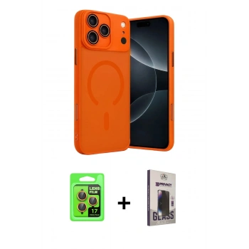 MARSİLYAN™- iPhone 17 Pro Kılıf Çekirdek Klasik Özel Seri - Siyah Bilvis Hayalet Cam Ekran Koruyucu + Raze Metal Kamera Lens - TU