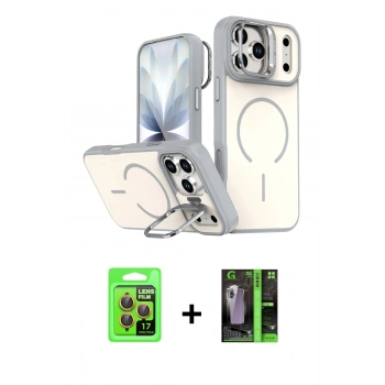 MARSİLYAN™- iPhone 17 Pro Kılıf Çekirdek Klasik - Şeffaf 360 Full Body Arka Koruyucu + Raze Metal Kamera Lens - TU