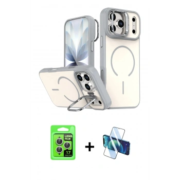MARSİLYAN™- iPhone 17 Pro Kılıf Çekirdek Klasik - Siyah 3D Antistatik Seramik Nano Ekran Koruyucu + Raze Metal Kamera Lens - GS