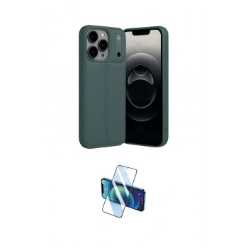 MARSİLYAN™- iPhone 17 Pro Kılıf Doruk Klasik Özel Seri - Siyah 3D Antistatik Seramik Nano Ekran Koruyucu