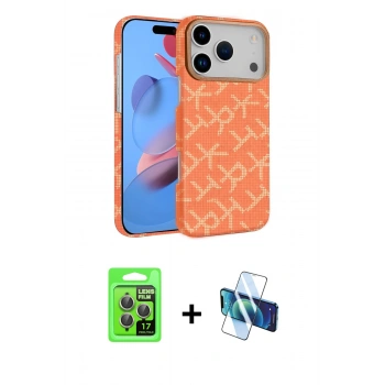 MARSİLYAN™- iPhone 17 Pro Kılıf Doruk Serisi - Siyah 3D Antistatik Seramik Nano Ekran Koruyucu + Raze Metal Kamera Lens - GI
