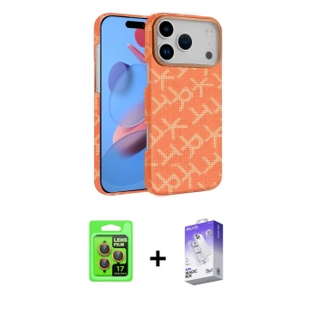 MARSİLYAN™- iPhone 17 Pro Kılıf Doruk Serisi - Siyah Bilvis 5in1 3D Magic Cam Ekran Koruyucu + Raze Metal Kamera Lens - TU