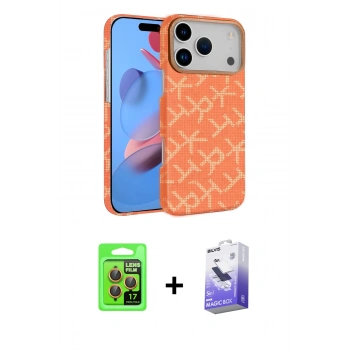 MARSİLYAN™- iPhone 17 Pro Kılıf Doruk Serisi - Siyah Bilvis 5in1 5D Magic Hayalet Cam Ekran Koruyucu + Raze Metal Kamera Lens - TU