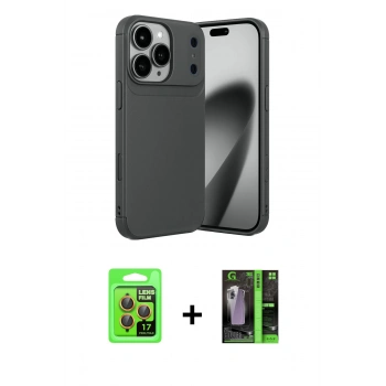 MARSİLYAN™- iPhone 17 Pro Kılıf Eksen Form Prime - Şeffaf 360 Full Body Arka Koruyucu + Raze Metal Kamera Lens - TU