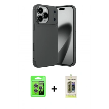 MARSİLYAN™- iPhone 17 Pro Kılıf Eksen Form Prime - Siyah Joko Magic 5D Hayalet Cam + Raze Metal Kamera Lens - GI