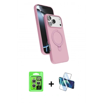 MARSİLYAN™- iPhone 17 Pro Kılıf İz Işık Koleksiyonu - Siyah 3D Antistatik Seramik Nano Ekran Koruyucu + Raze Metal Kamera Lens - GS