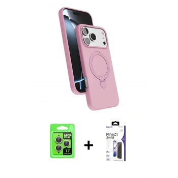 MARSİLYAN™- iPhone 17 Pro Kılıf İz Işık Koleksiyonu - Siyah Bilvis 3X AR Hayalet Cam Ekran Koruyucu + Raze Metal Kamera Lens - GS