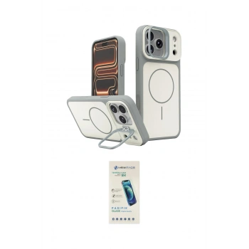 MARSİLYAN™- iPhone 17 Pro Kılıf İz Modern Prime - Şeffaf Pasifik Cam Ekran Koruyucu