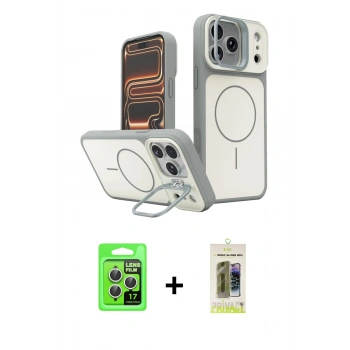 MARSİLYAN™- iPhone 17 Pro Kılıf İz Modern Prime - Siyah Joko Magic 5D Hayalet Cam + Raze Metal Kamera Lens - GS