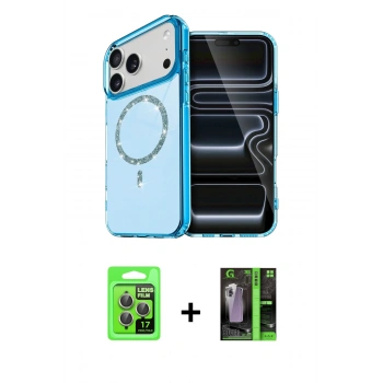 MARSİLYAN™- iPhone 17 Pro Kılıf Kıvılcım Form Prime - Şeffaf 360 Full Body Arka Koruyucu + Raze Metal Kamera Lens - GI